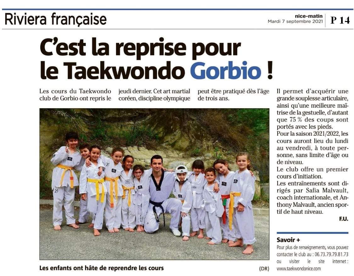 Taekwondo Nice Gorbio Menton